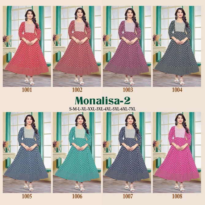 Monalisa 2 Rayon Gold Printed Embroidery Kurtis Wholesale Clothing Suppliers In India
